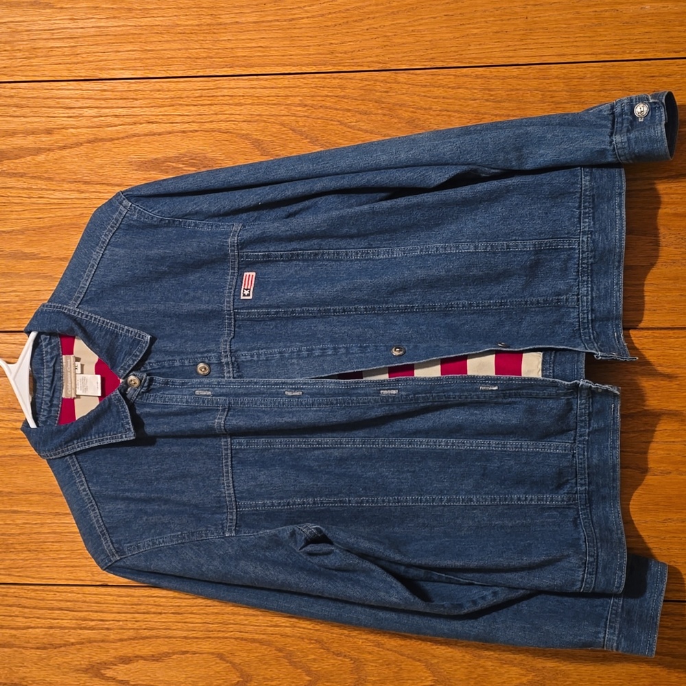 Ladies Coldwater Creek Jean Jacket flag/patriotic XL